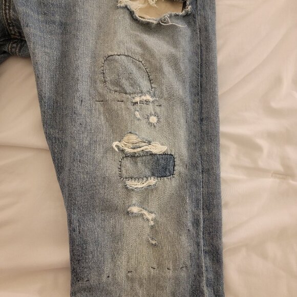 38 x 32 Polo Ralph Lauren Sullivan Slim Distressed Repaired Timeworn Rips Frays - Picture 13 of 16